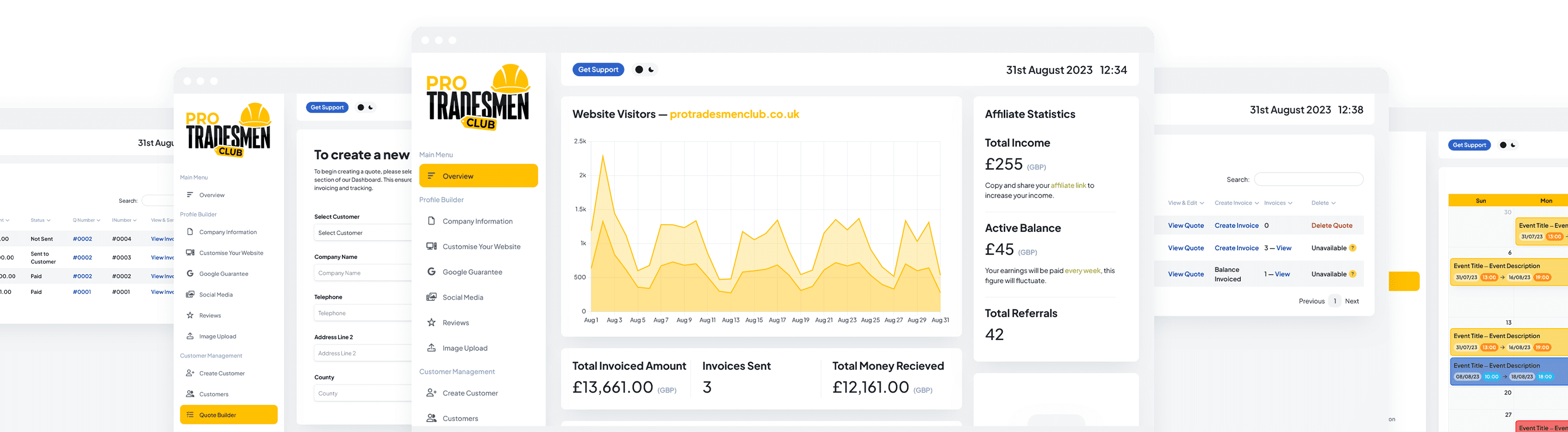 Pro Tradesmen Club Dashboard