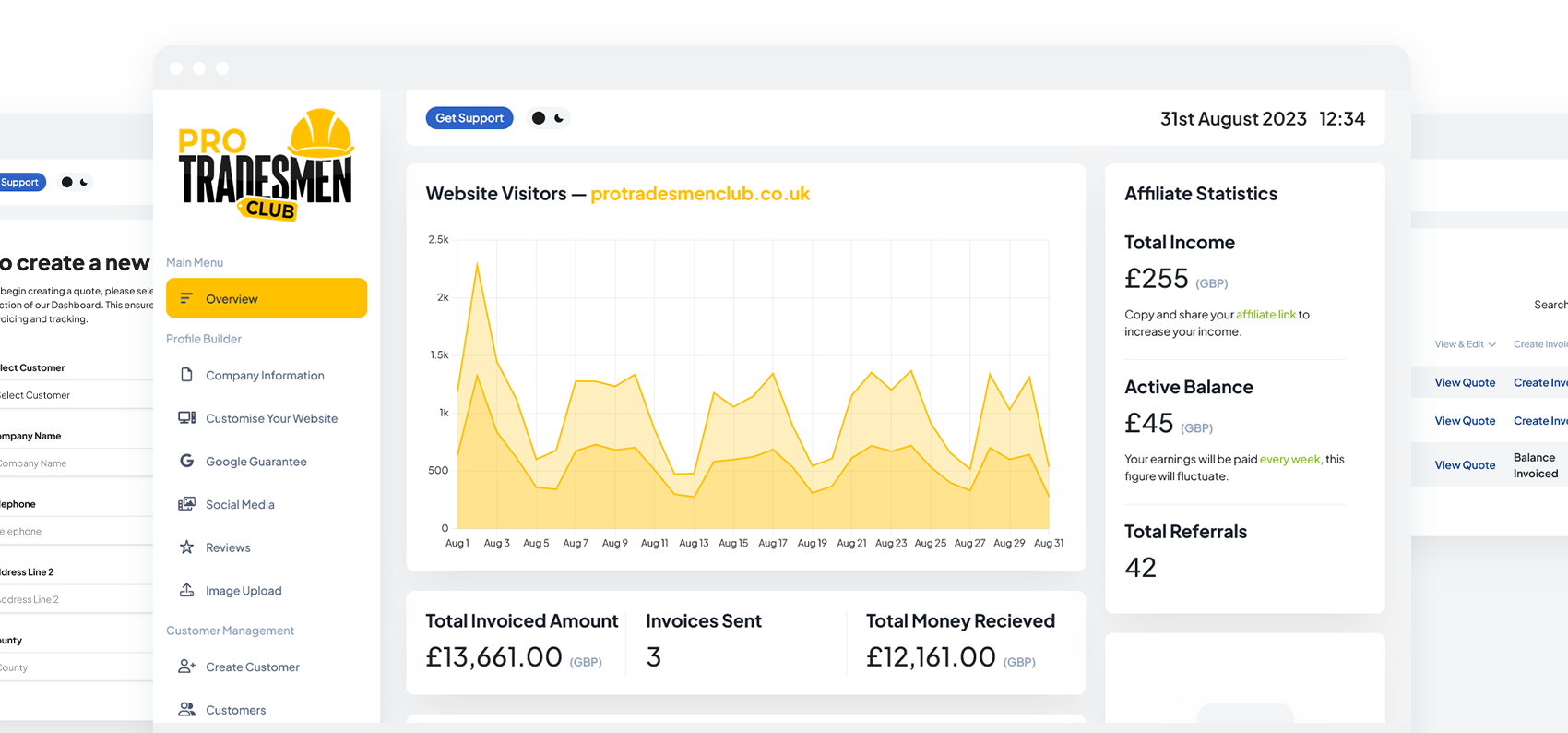 Pro Tradesmen Club Dashboard